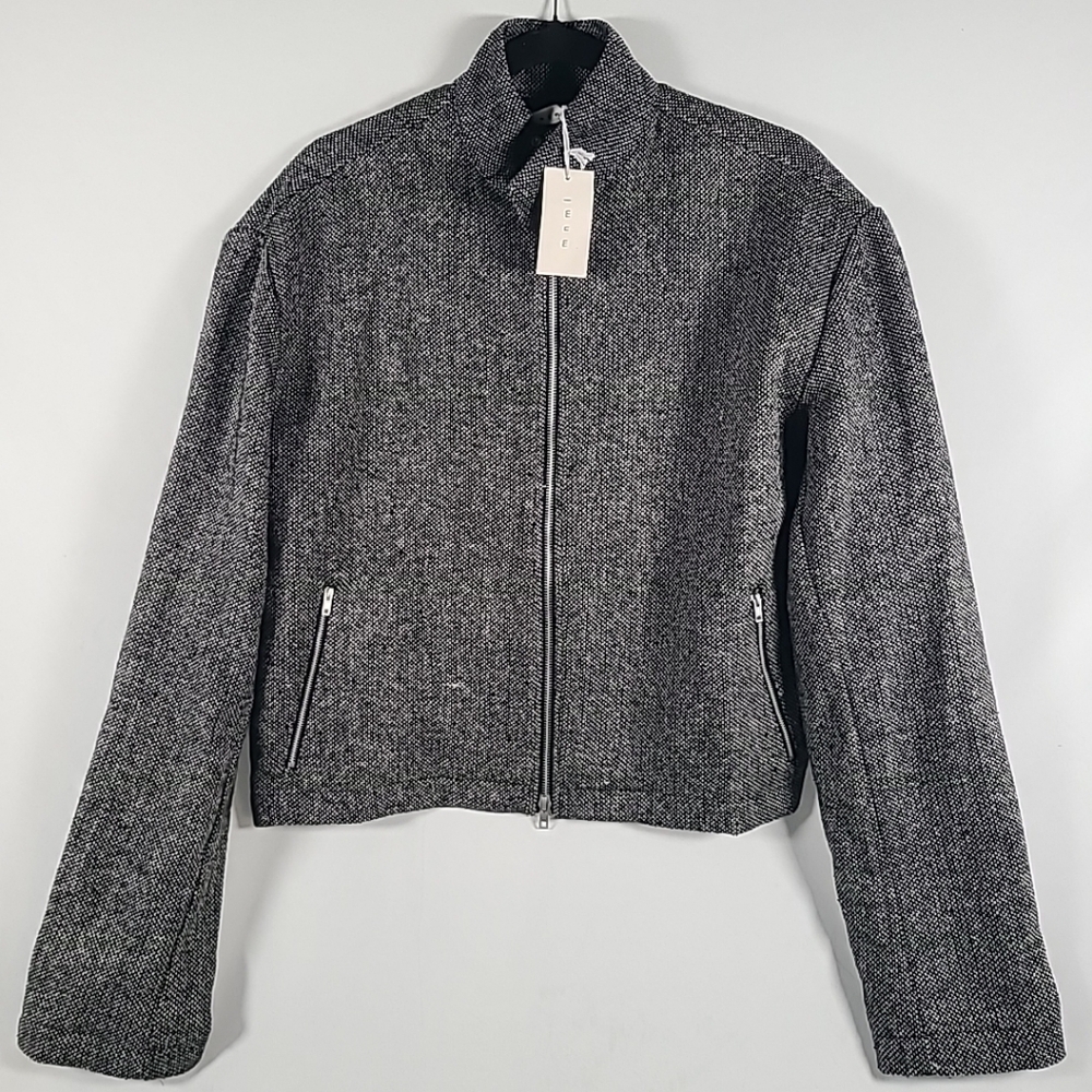 NWT MNML Tweed Mod Jacket Black Grey Woven Sz M
